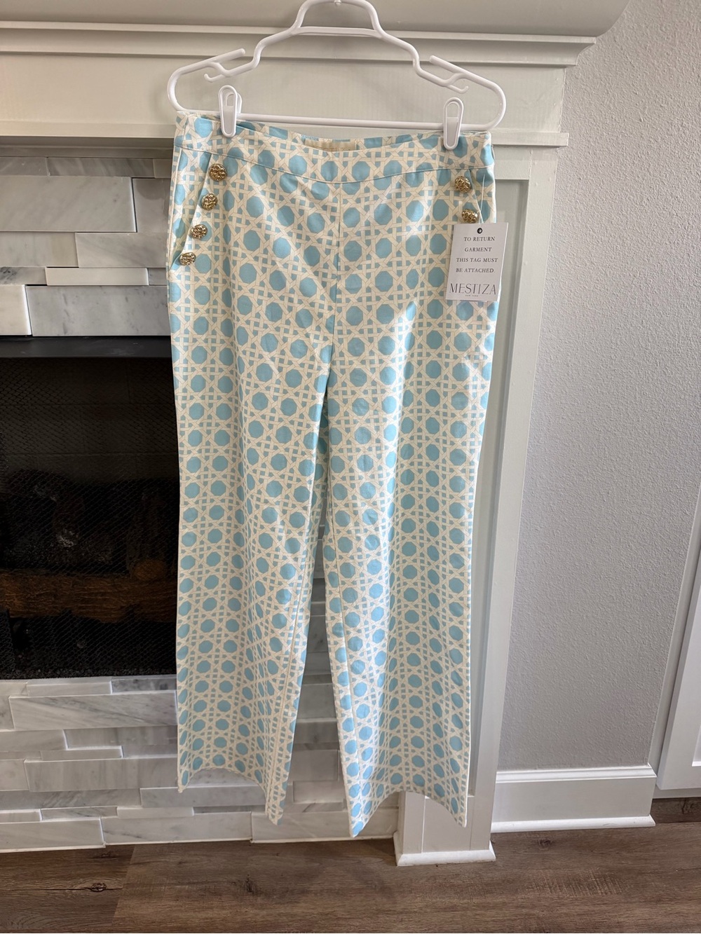 Mestiza Light Blue & Cream Geometric Sailor Pants